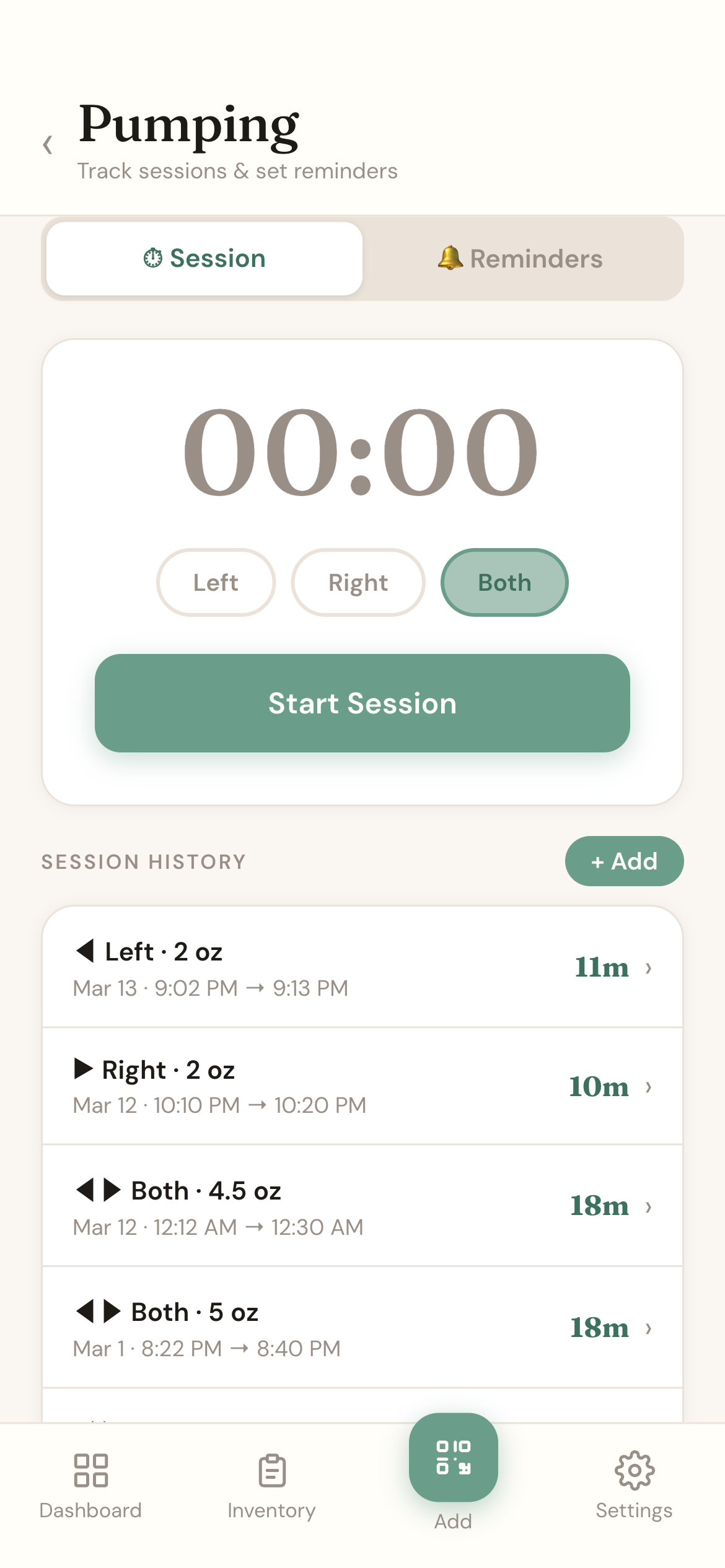 MilkVault pumping tracker